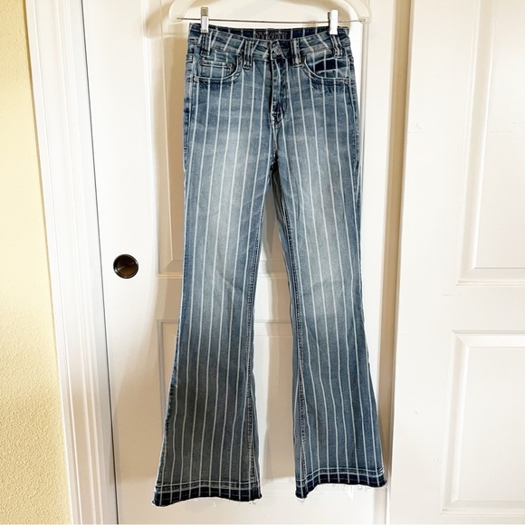 Rock & Roll Cowgirl Denim - Rock and Roll Denim Pin Stripe Flare Jeans